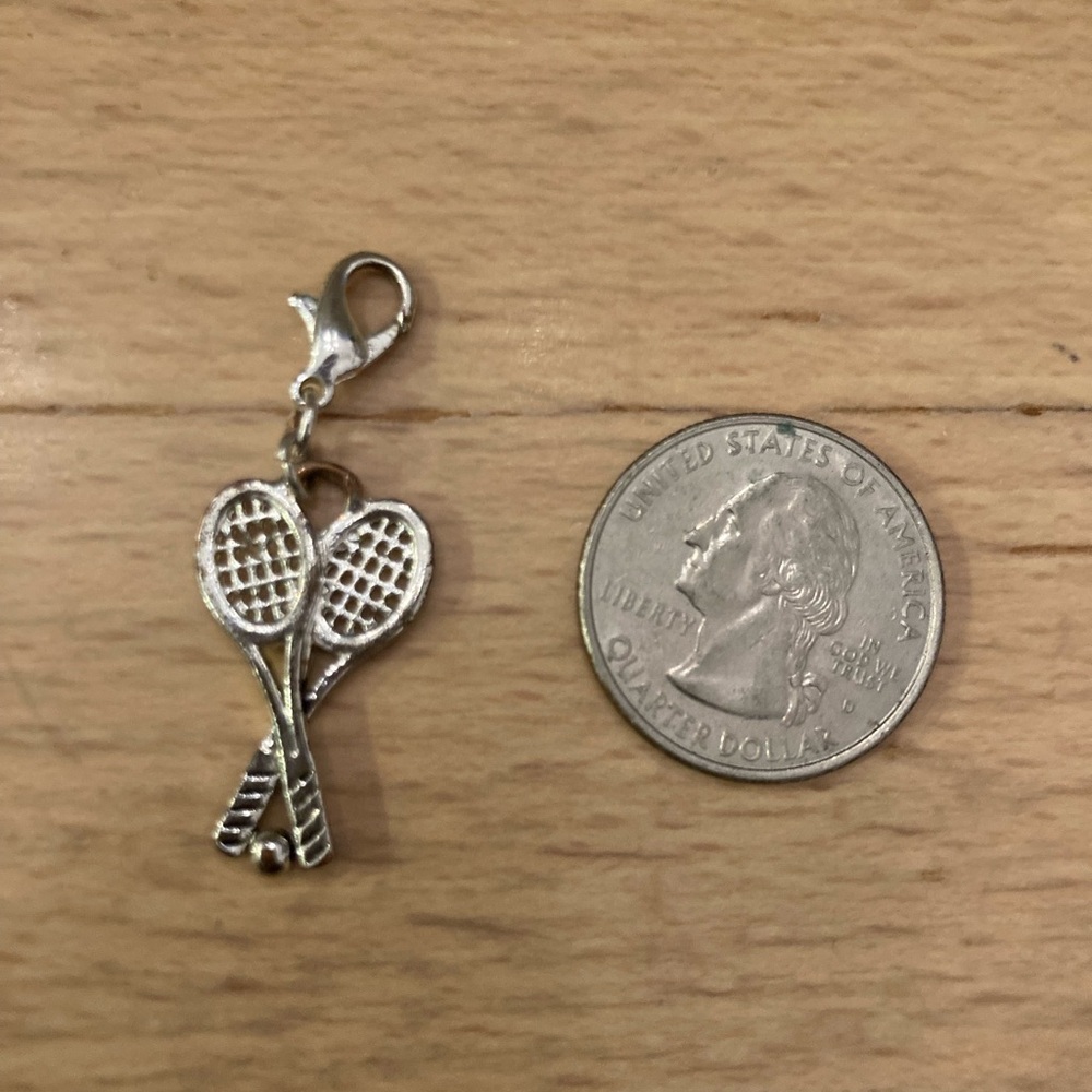 Silver Tennis Racket Charm - NEW - Picture 2 of 3